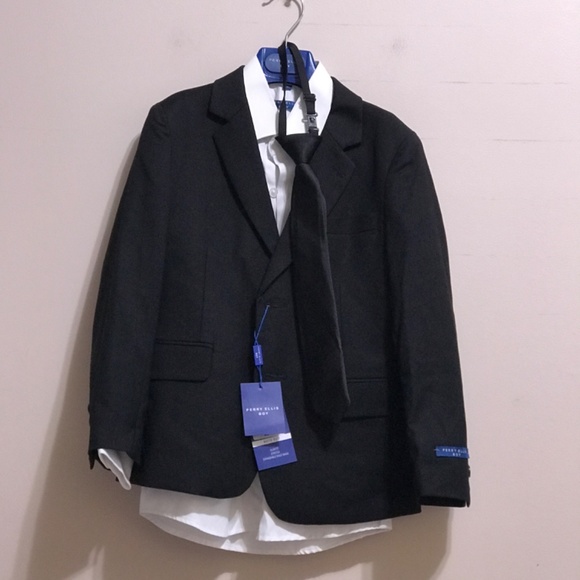 Perry Ellis Slim Fit Boys Suit 4-Piece Set Size 8 Black Missing The Pants - Picture 8 of 16